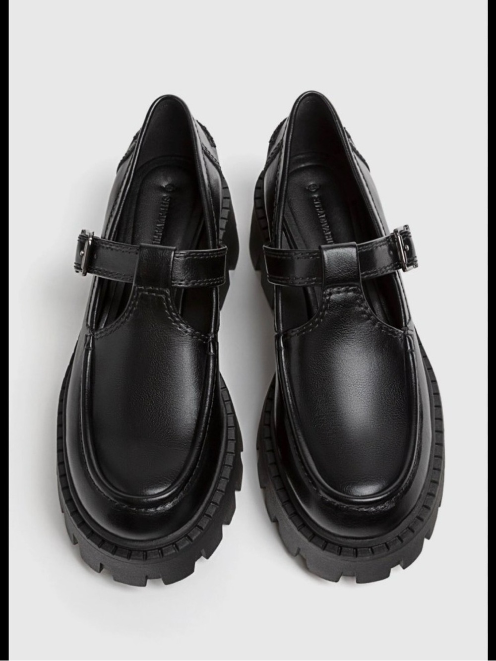 stradivarius Black Mary Jane Lug Sole Loafers
